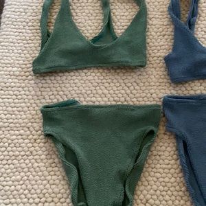Green suit,Barely worn in practically new condition. Aplomb high waist two piece
